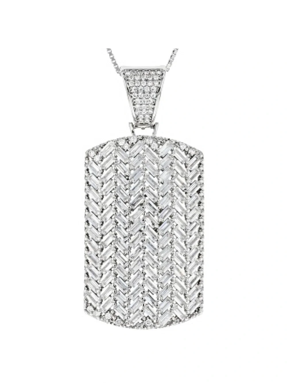Bella Luce CZ Crystal Dog Tag Necklace - Picture 1 of 9